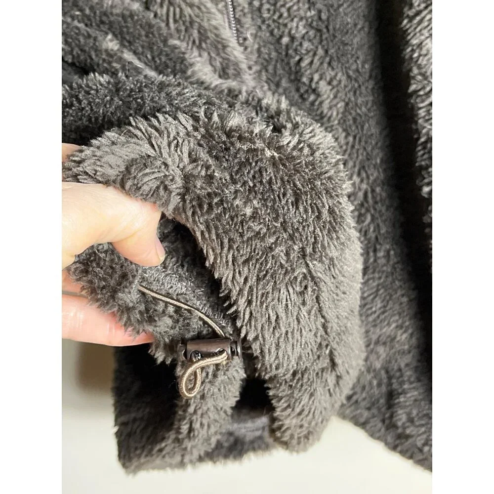 Forever 21 Teddy Jacket Chocolate Brown Poly Fleece Zip Soft Cozy Unisex Men XXL - Picture 5 of 7